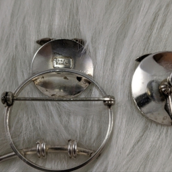 🇨🇦 1960s Beau Sterling Owl Brooch & Earrings - Picture 6 of 6
